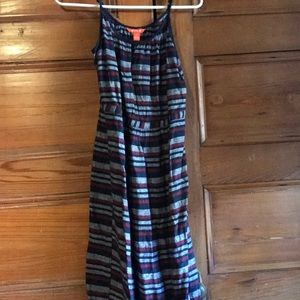 Linen blend summer blanket stripe dress